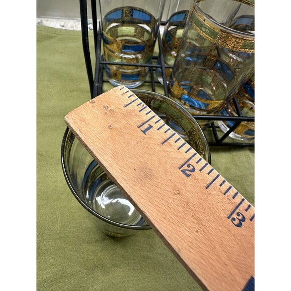 6 MCM Culver Empress Highball Glass Set 22K Gold Trim Caddy Table Top Decor Bar - Picture 13 of 16